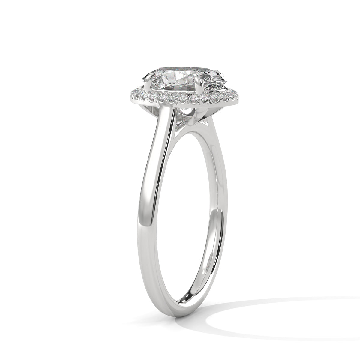 2.00 ct Classic Oval Halo Lab-Grown Diamond Ring with Plain Band 2ct White Gold