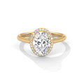 2.00 ct Classic Oval Halo Lab-Grown Diamond Ring with Plain Band 2ct Yellow Gold