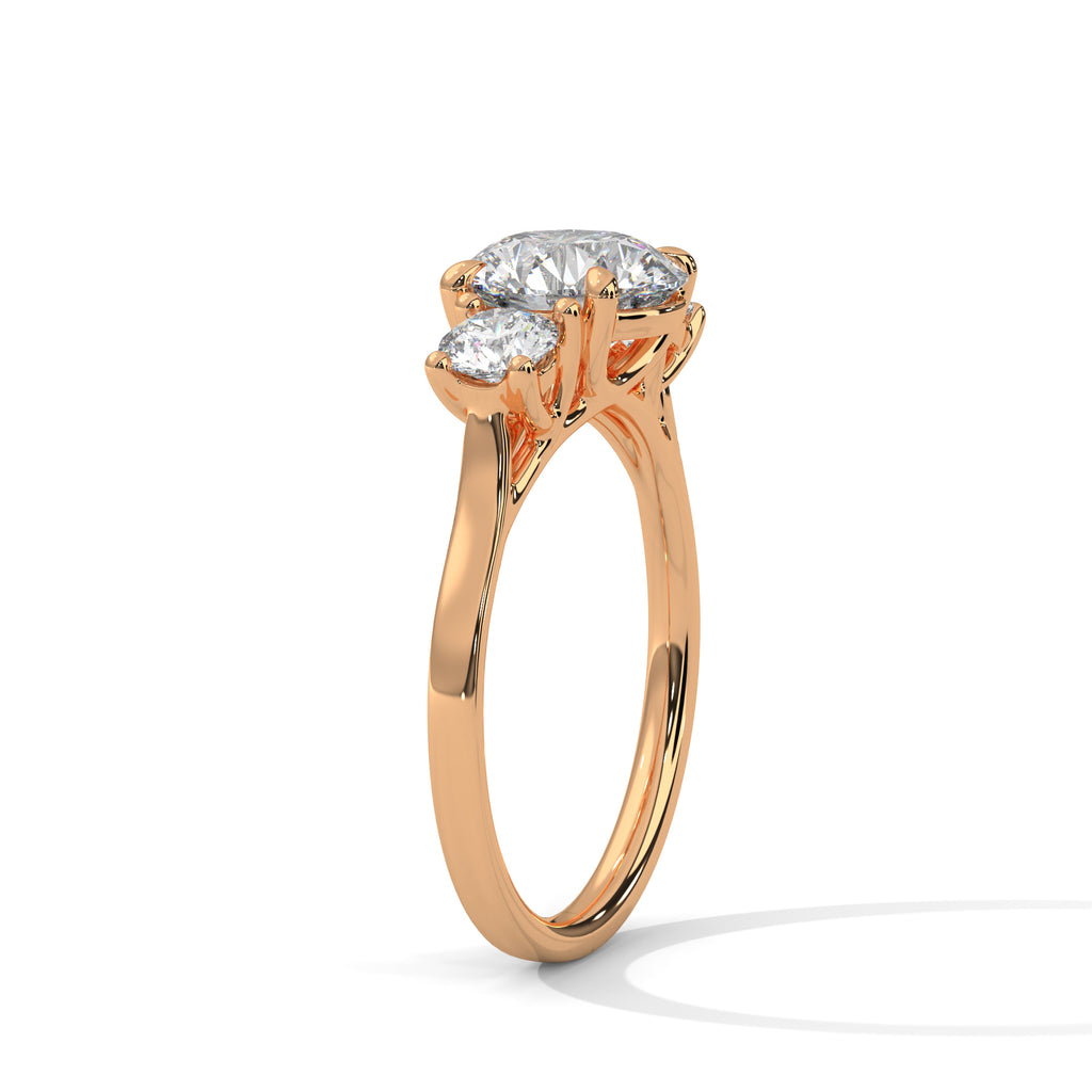 2.00 ct Three-Stone Round Cut Engagement Ring 2ct Rose Gold