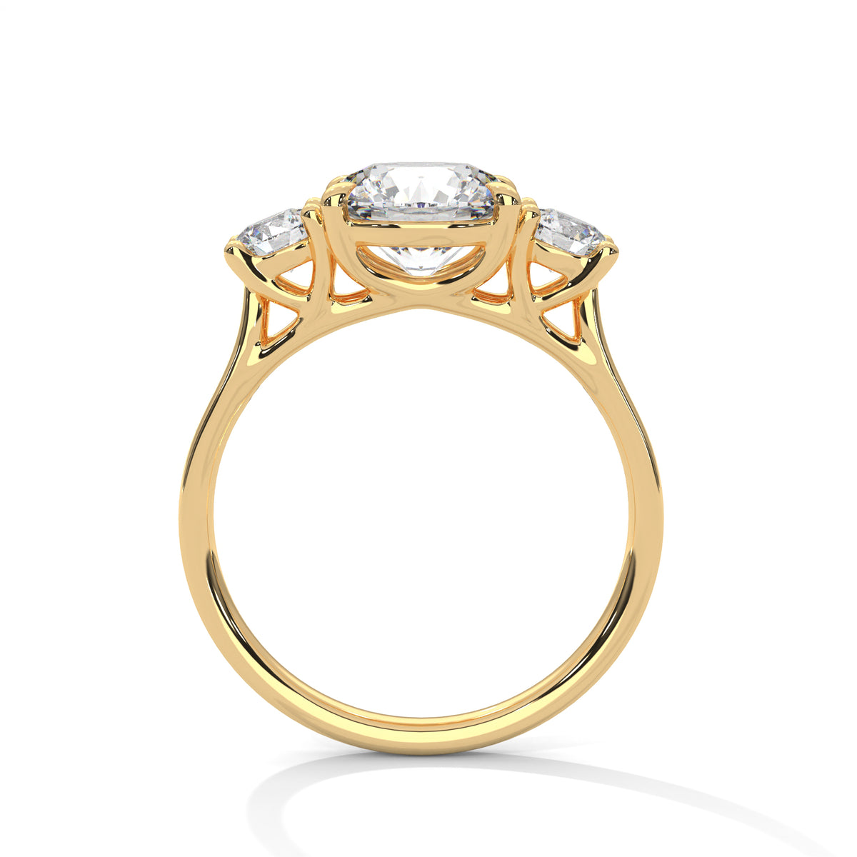 2.00 ct Three-Stone Round Cut Engagement Ring 2ct Yellow Gold