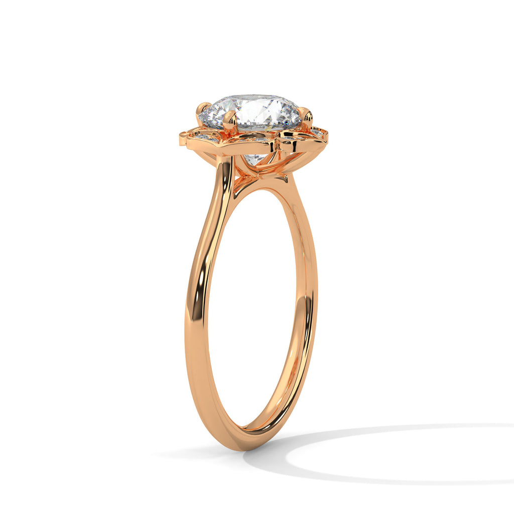 2.00 ct Vintage Style Floral Halo Round Lab-Grown Diamond Ring 2ct Rose Gold