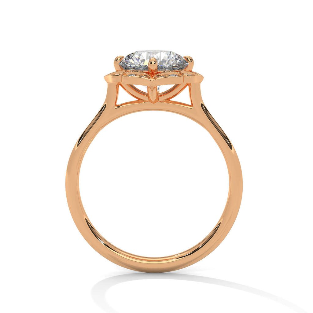 2.00 ct Vintage Style Floral Halo Round Lab-Grown Diamond Ring 2ct Rose Gold