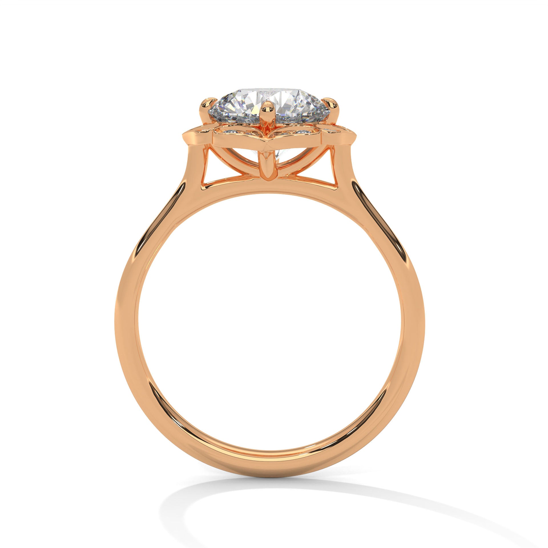2.00 ct Vintage Style Floral Halo Round Lab-Grown Diamond Ring 2ct Rose Gold