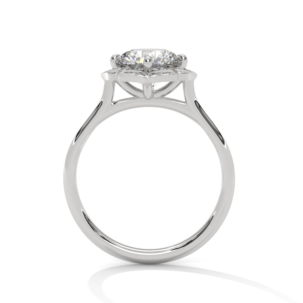 2.00 ct Vintage Style Floral Halo Round Lab-Grown Diamond Ring 2ct White Gold