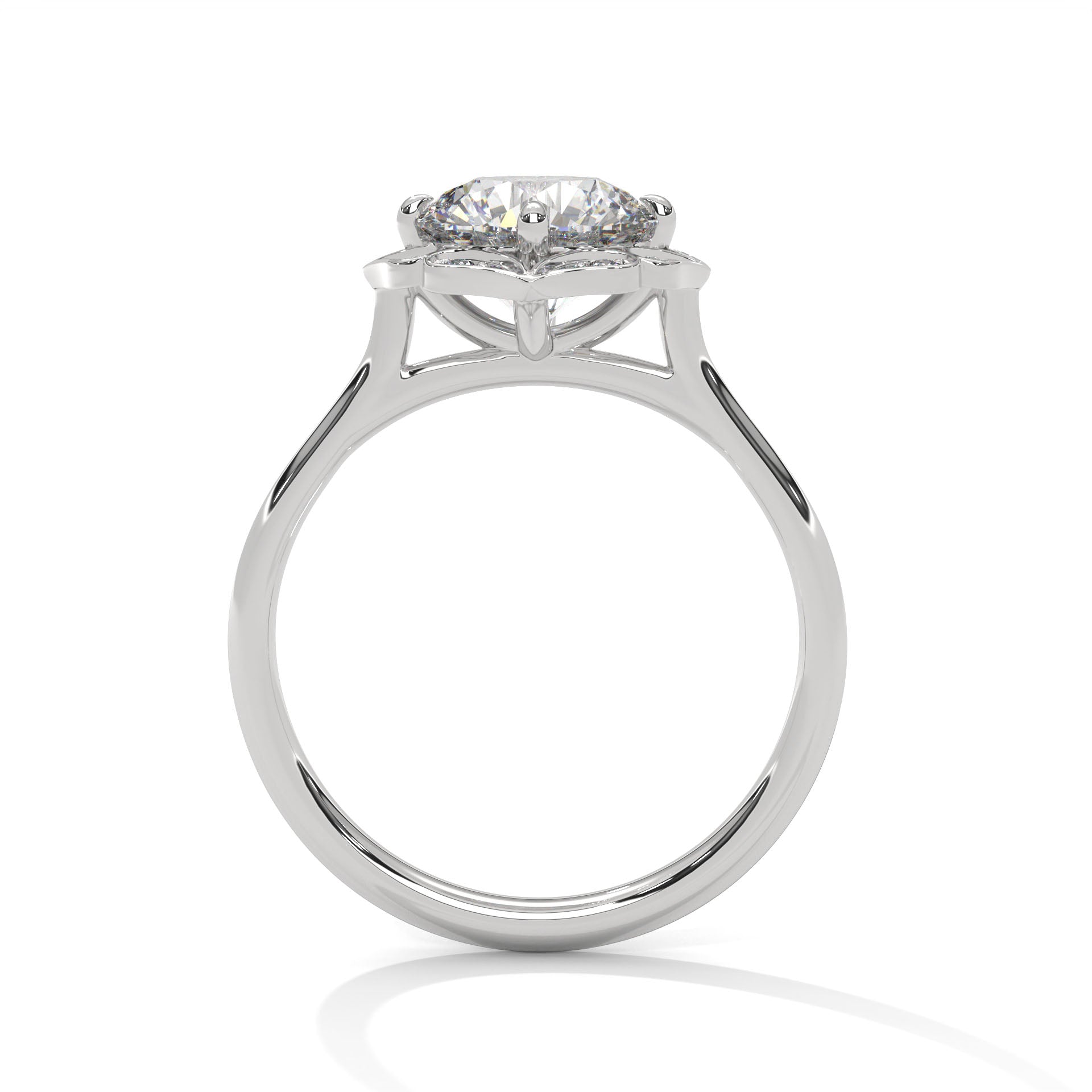 2.00 ct Vintage Style Floral Halo Round Lab-Grown Diamond Ring 2ct White Gold