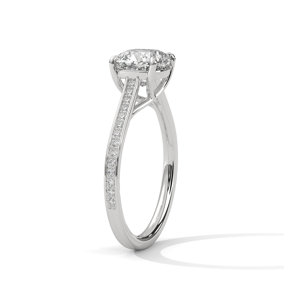 2.00 ct Cushion Solitaire with Pavé Band 2ct White Gold
