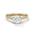 2.00 ct Cushion Solitaire with Pavé Band 2ct Yellow Gold