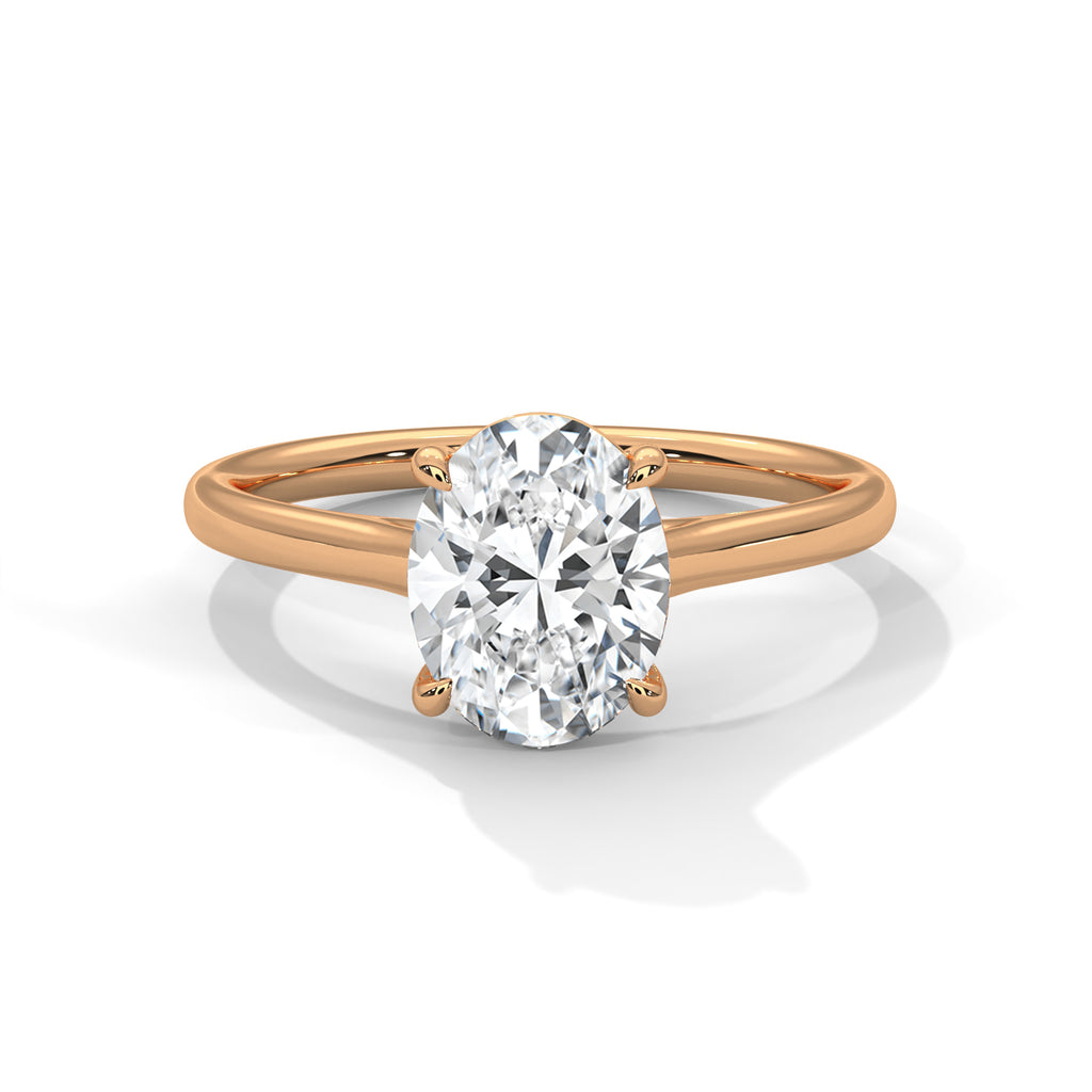2.00 ct Oval Cut Solitaire Lab-Grown Diamond Engagement Ring 2ct Rose Gold