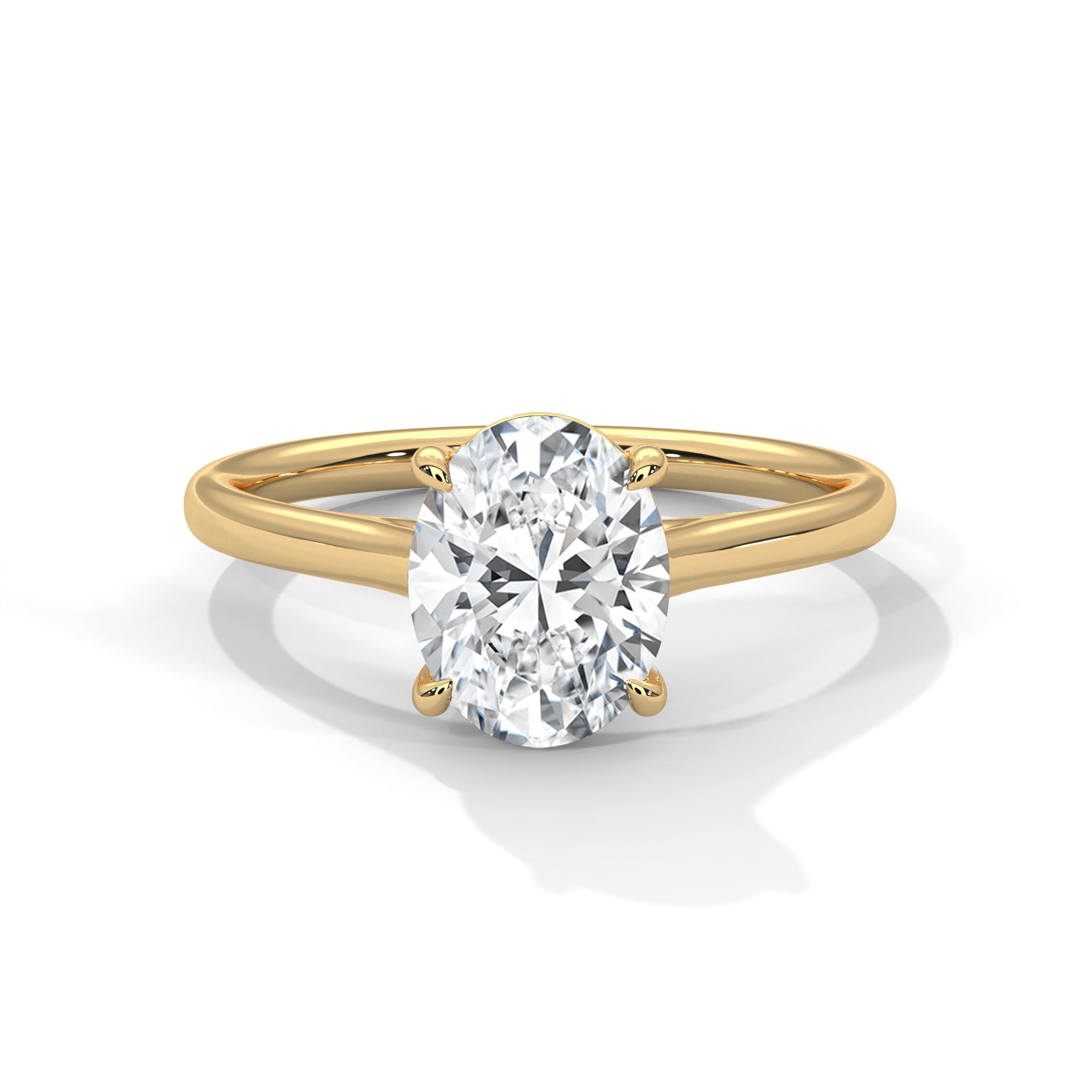 2.00 ct Oval Cut Solitaire Lab-Grown Diamond Engagement Ring 2ct Yellow Gold