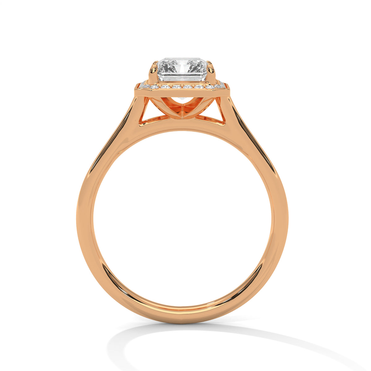 2.00 ct Emerald Cut Frame Engagement Ring 2ct Rose Gold