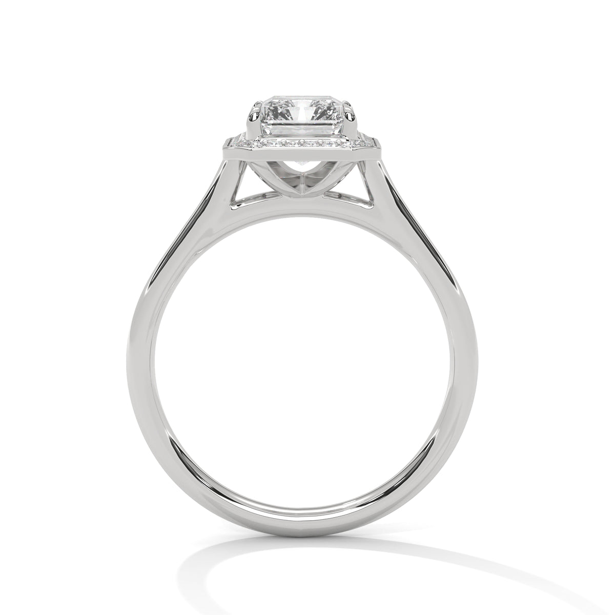 2.00 ct Emerald Cut Frame Engagement Ring 2ct White Gold