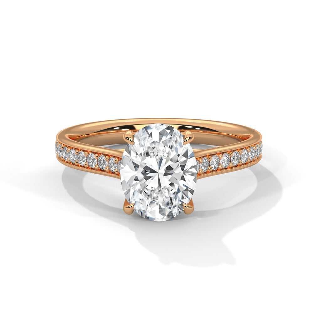 2.00 ct Oval Cut Lab-Grown Diamond Pavé Engagement Ring 2ct Rose Gold
