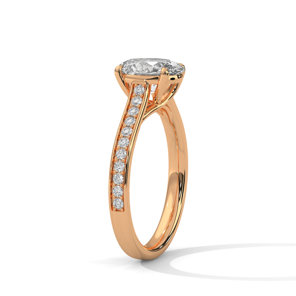 2.00 ct Oval Cut Lab-Grown Diamond Pavé Engagement Ring 2ct Rose Gold