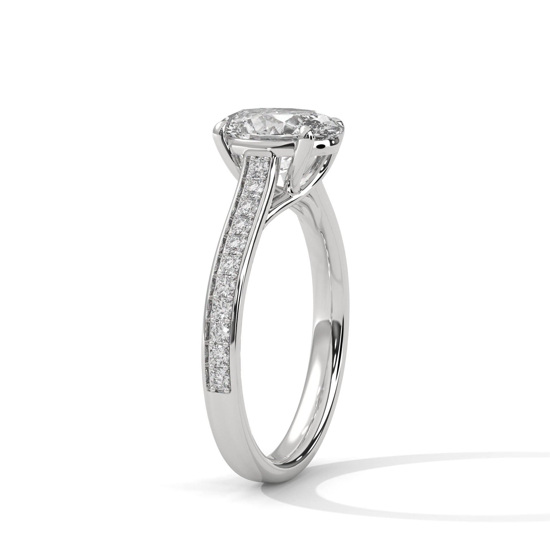 2.00 ct Oval Cut Lab-Grown Diamond Pavé Engagement Ring 2ct White Gold