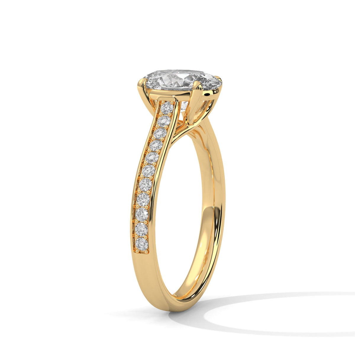 2.00 ct Oval Cut Lab-Grown Diamond Pavé Engagement Ring 2ct Yellow Gold