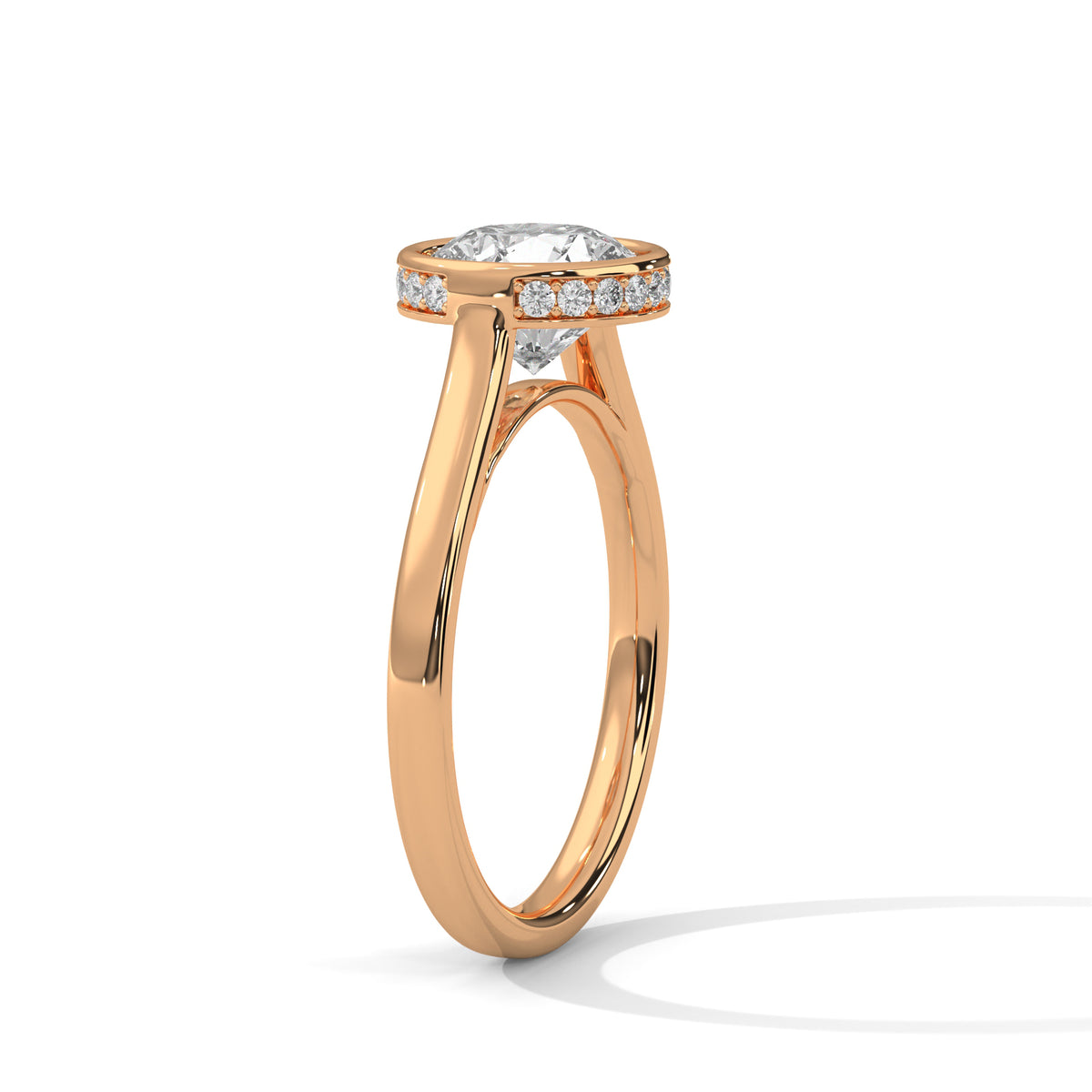 2.00 ct Round Bezel Solitaire Engagement Ring 2ct Rose Gold