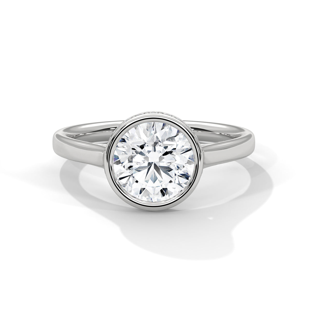 2.00 ct Round Bezel Solitaire Engagement Ring 2ct White Gold