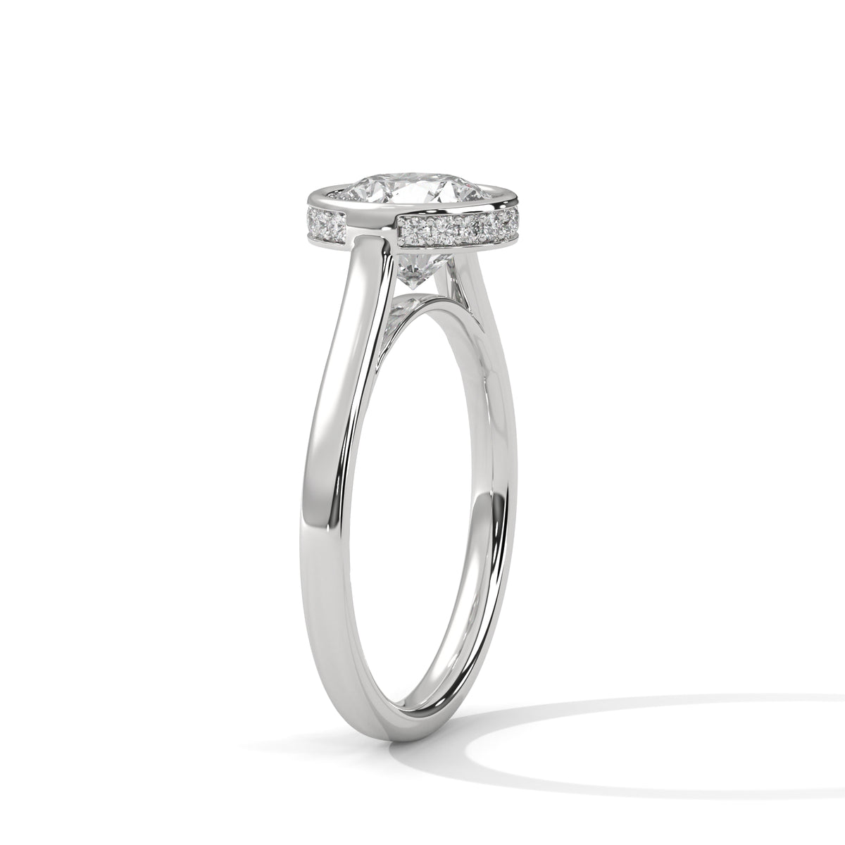 2.00 ct Round Bezel Solitaire Engagement Ring 2ct White Gold