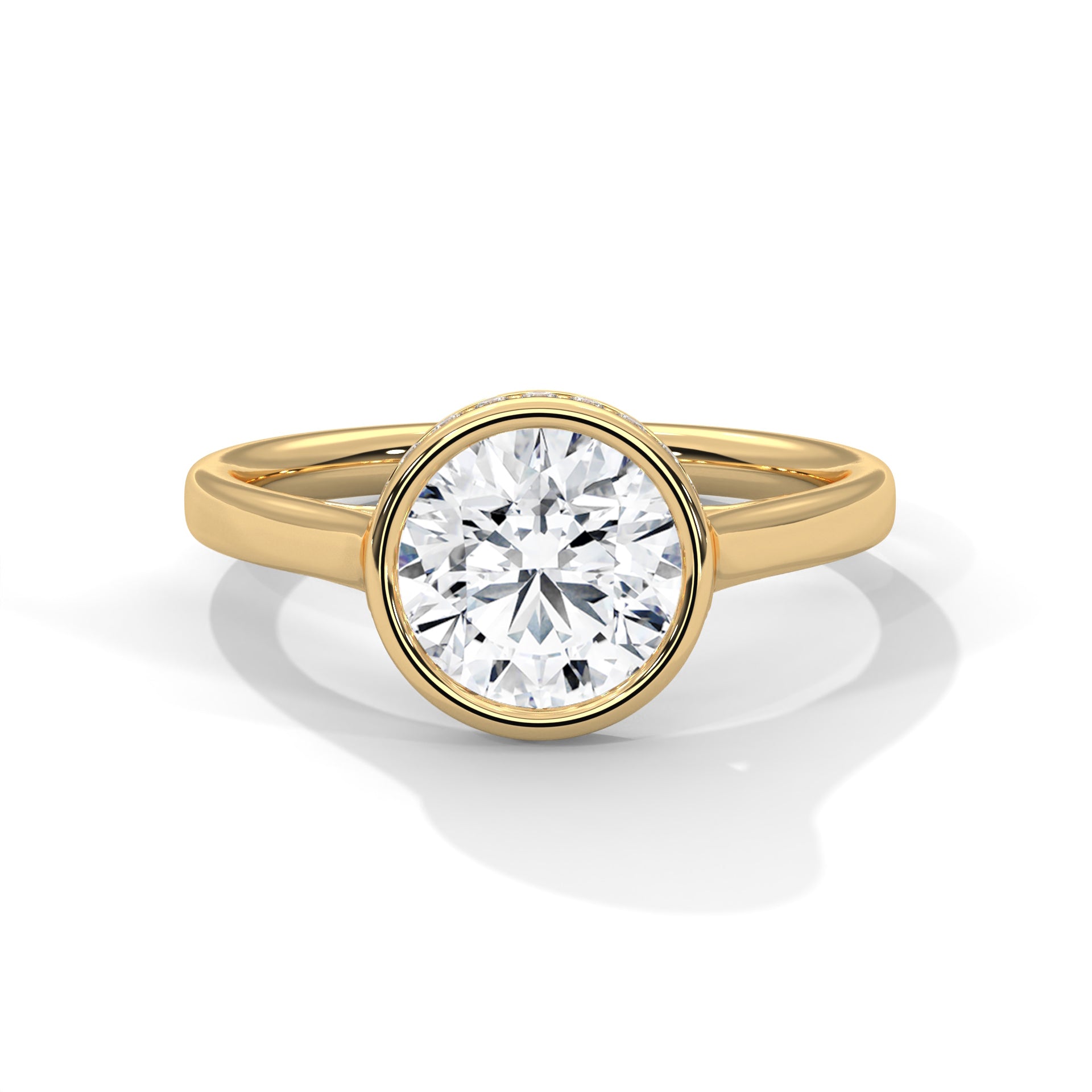 2.00 ct Round Bezel Solitaire Engagement Ring 2ct Yellow Gold