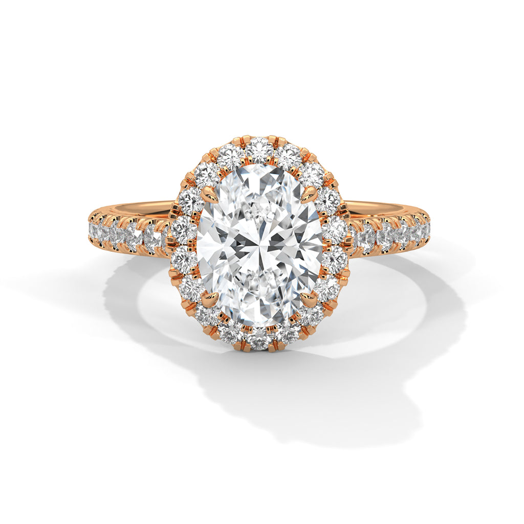2.00 ct Oval Celestial Halo Lab-Grown Diamond Engagement Ring 2ct Rose Gold