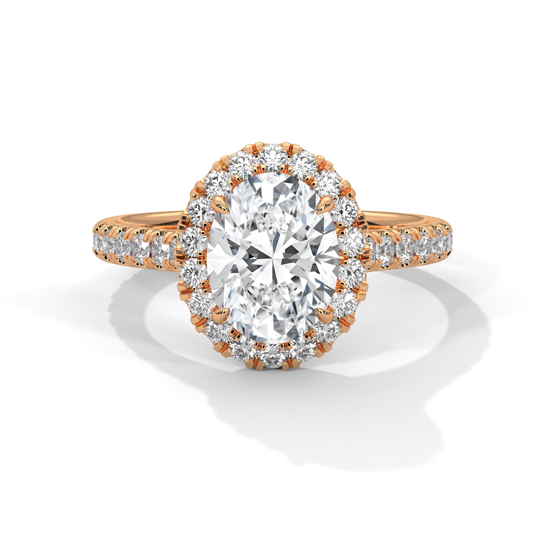 2.00 ct Oval Celestial Halo Lab-Grown Diamond Engagement Ring 2ct Rose Gold
