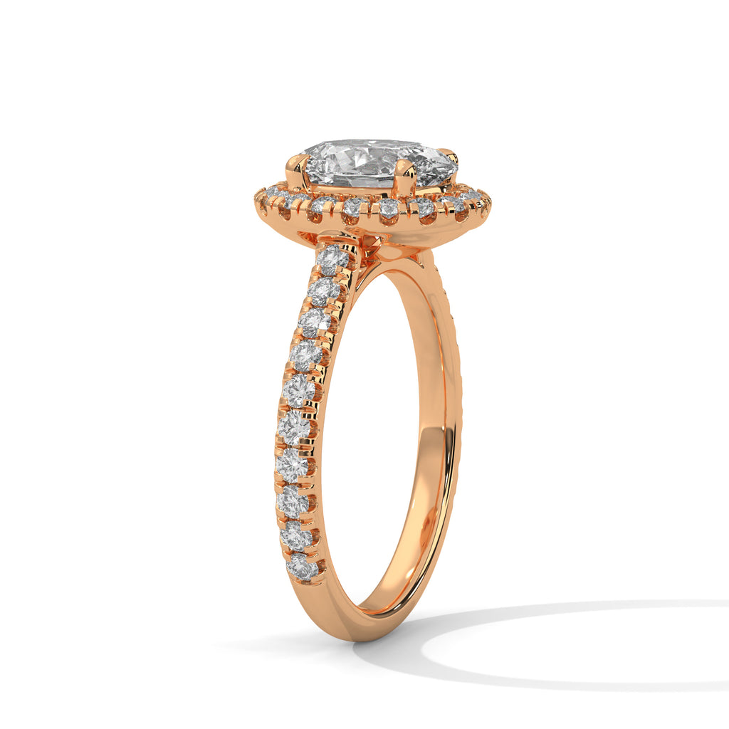 2.00 ct Oval Celestial Halo Lab-Grown Diamond Engagement Ring 2ct Rose Gold