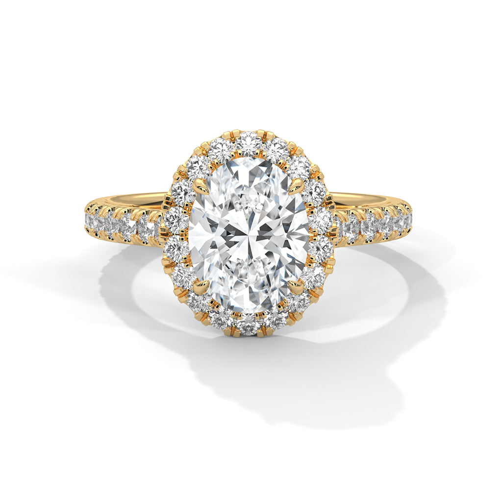 2.00 ct Oval Celestial Halo Lab-Grown Diamond Engagement Ring 2ct Yellow Gold