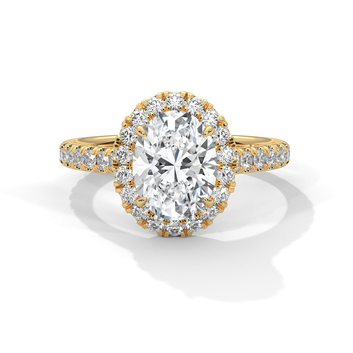 2.00 ct Oval Celestial Halo Lab-Grown Diamond Engagement Ring 2ct Yellow Gold