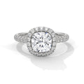 2.00 ct Cushion Opulent Designer Halo Ring 2ct White Gold