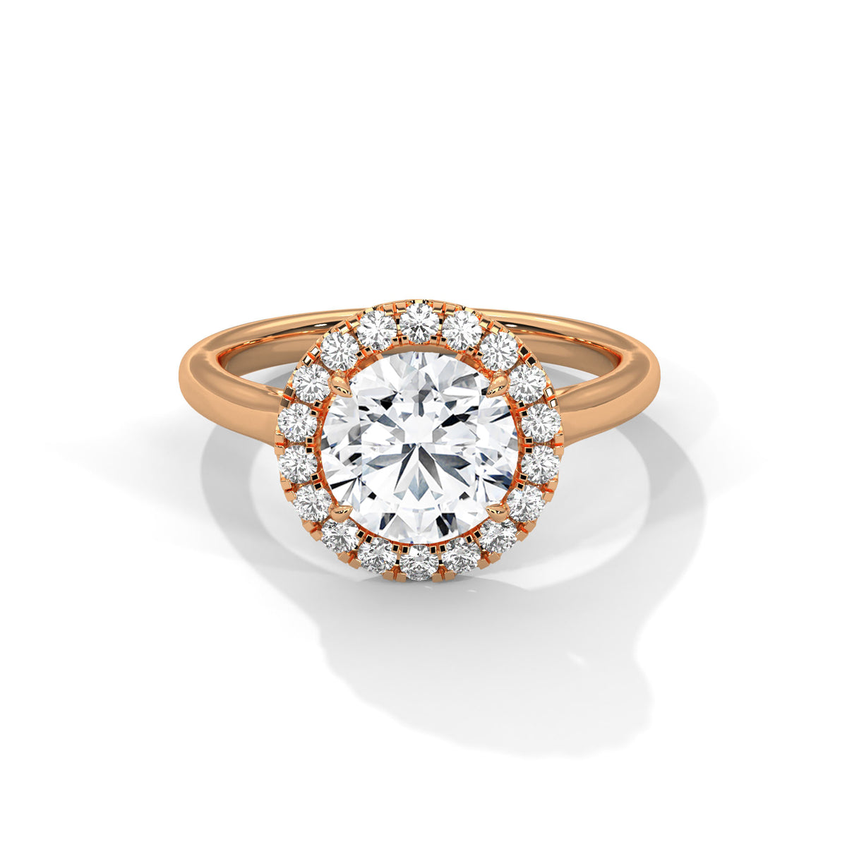 2.00 ct Round Cut Aura Halo Engagement Ring 2ct Rose Gold