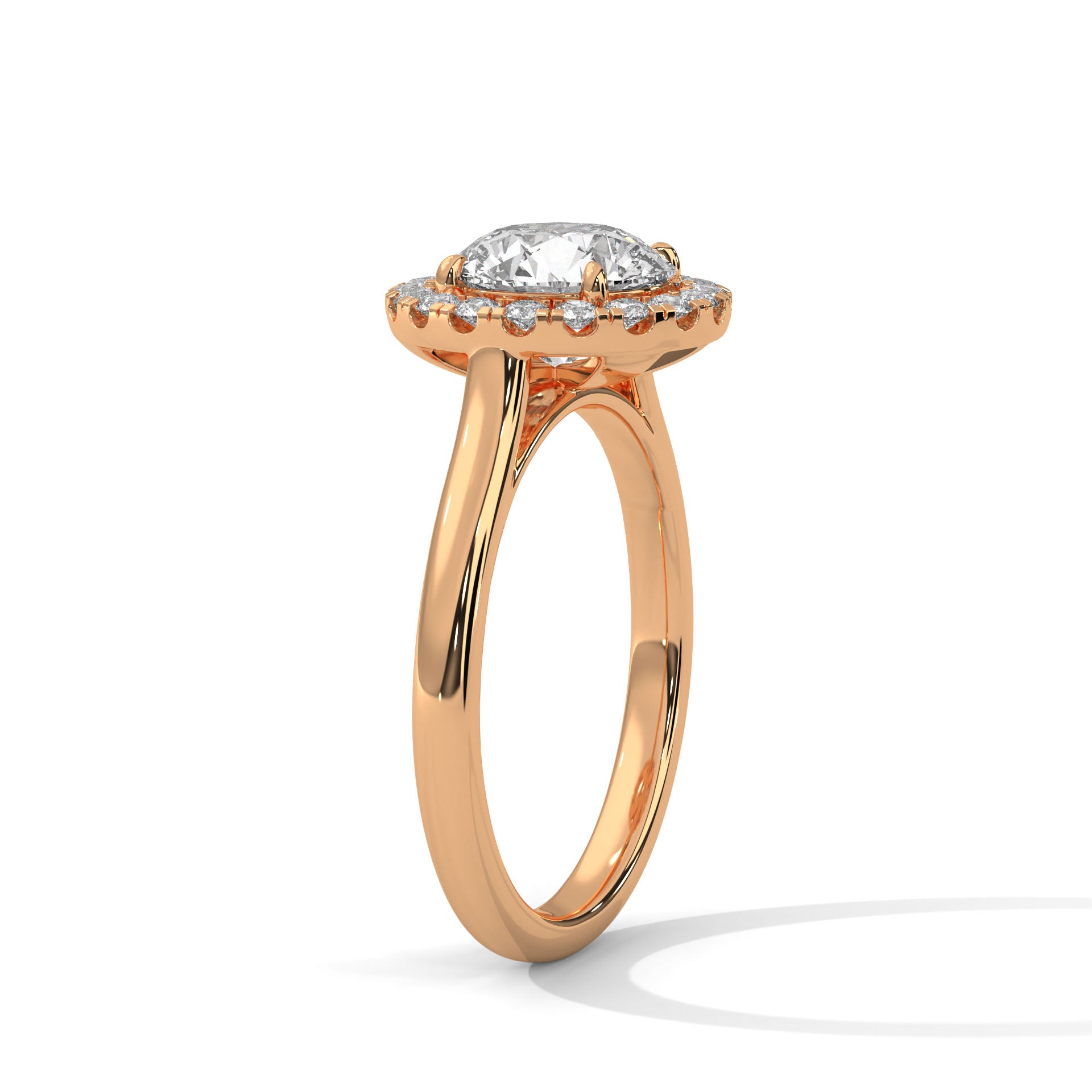 2.00 ct Round Cut Aura Halo Engagement Ring 2ct Rose Gold