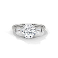 2.00 ct Round Center with Baguette Side Stones Ring 2ct White Gold