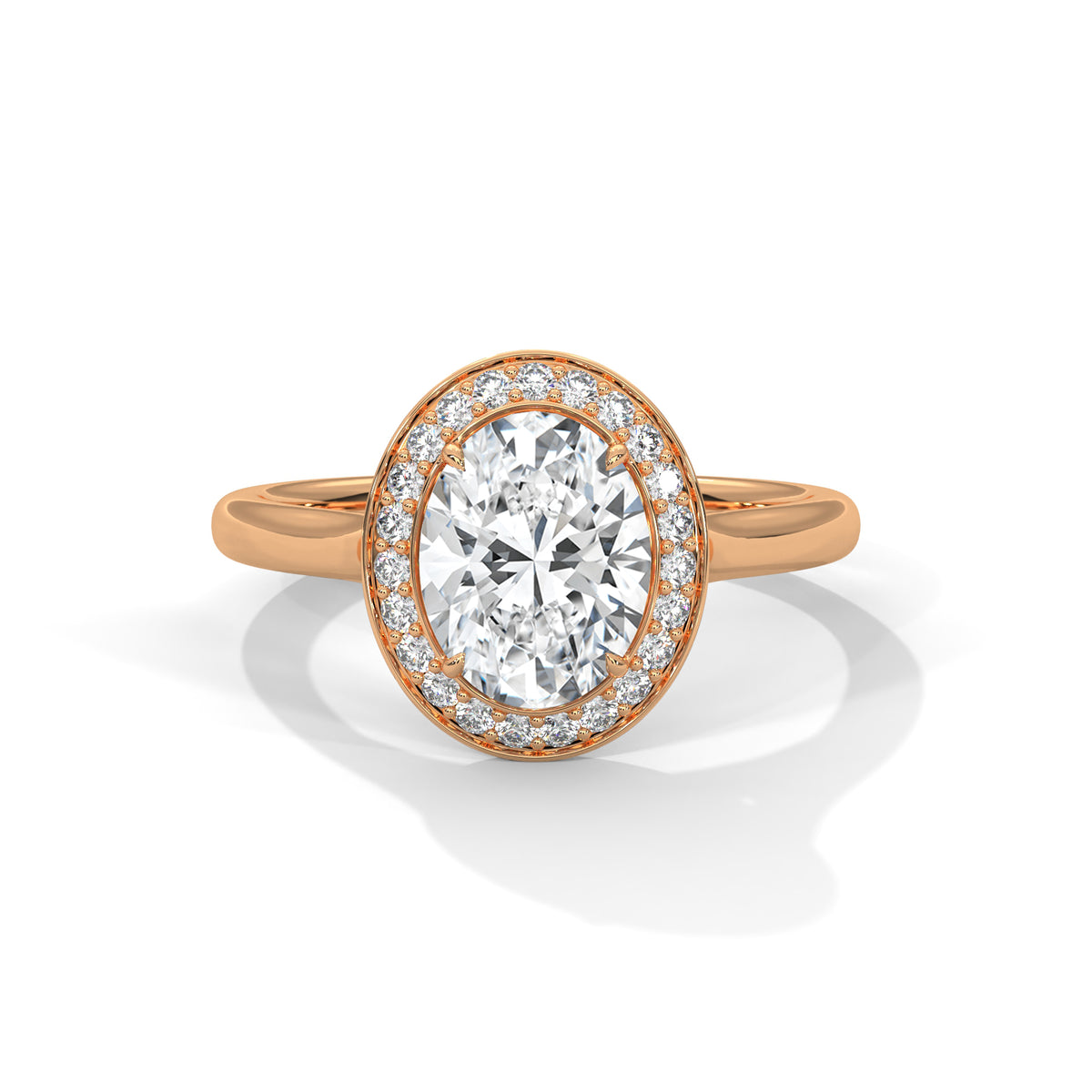 2.00 ct Oval Opulent Designer Halo Ring 2ct Rose Gold