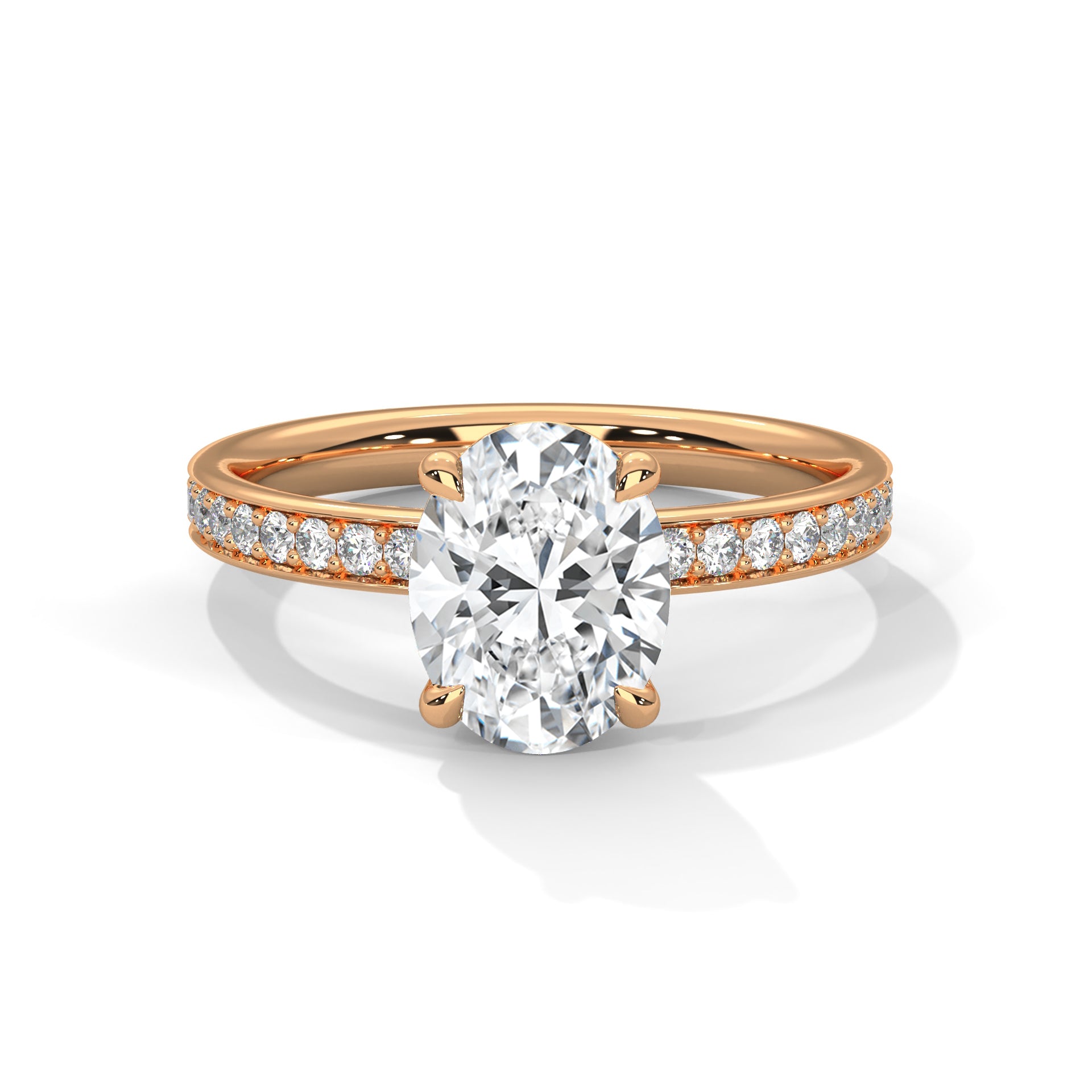 2.00 ct Oval Celestial Pavé Lab-Grown Diamond Engagement Ring 2ct Rose Gold