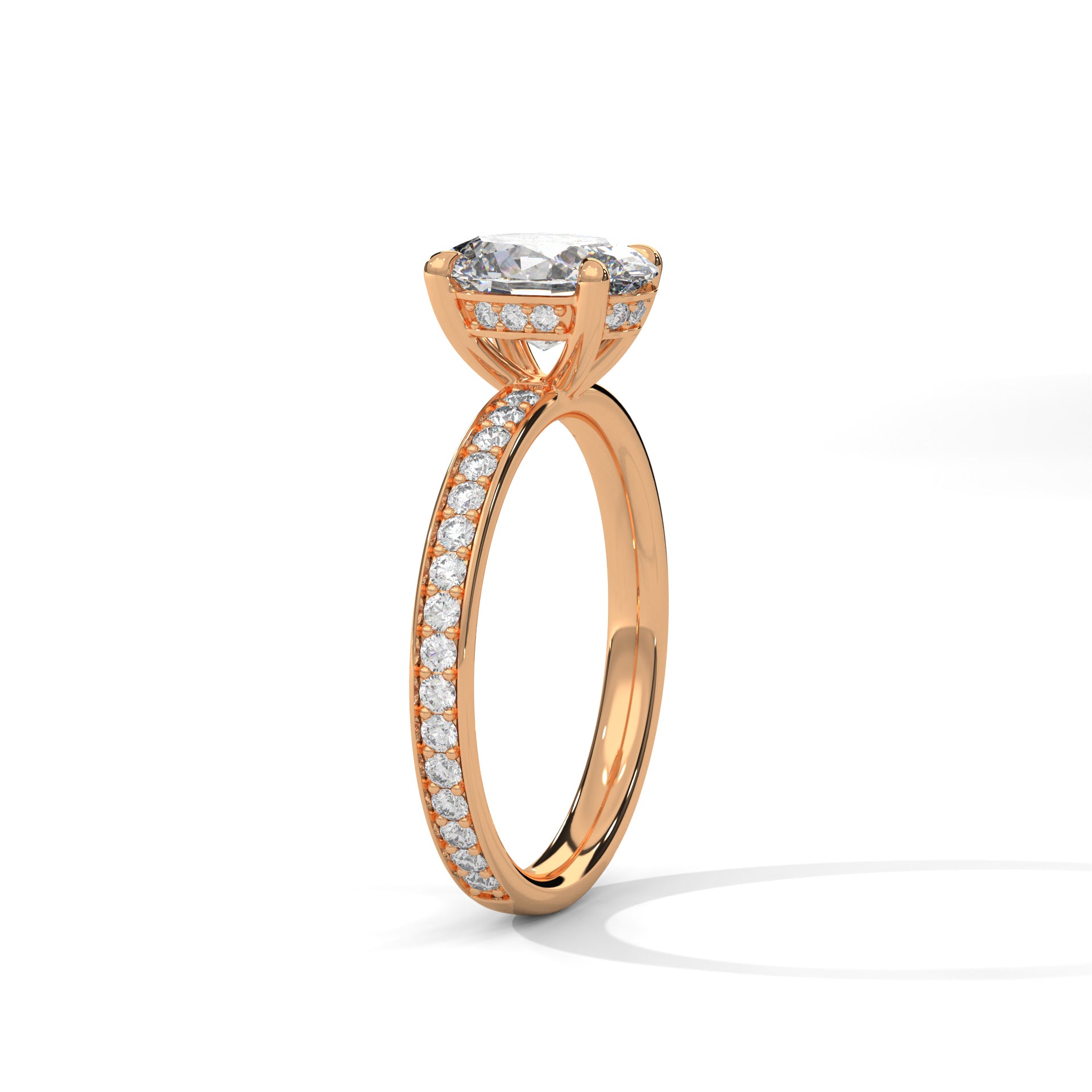 2.00 ct Oval Celestial Pavé Lab-Grown Diamond Engagement Ring 2ct Rose Gold