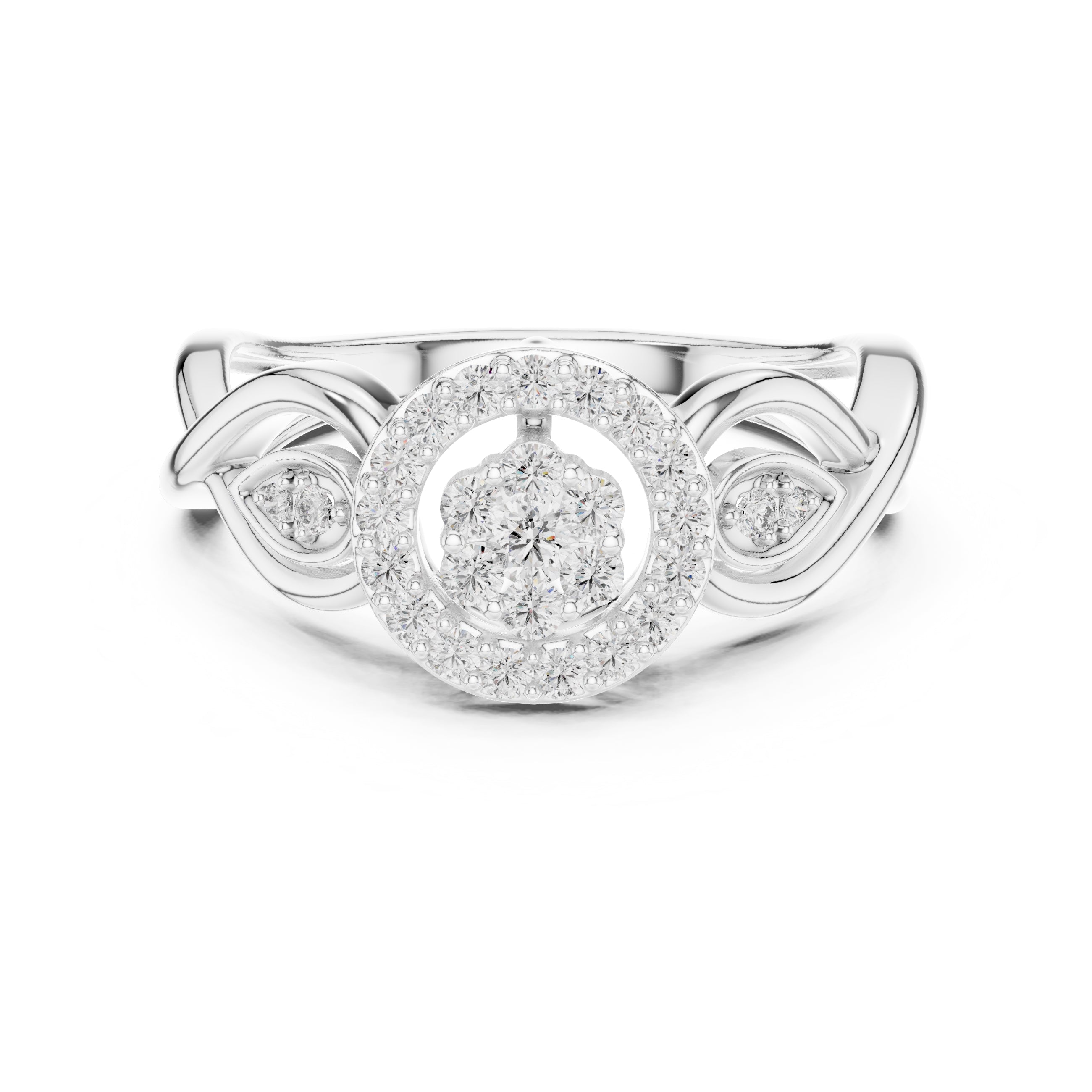 Celestial Halo Cluster Statement Ring White Gold