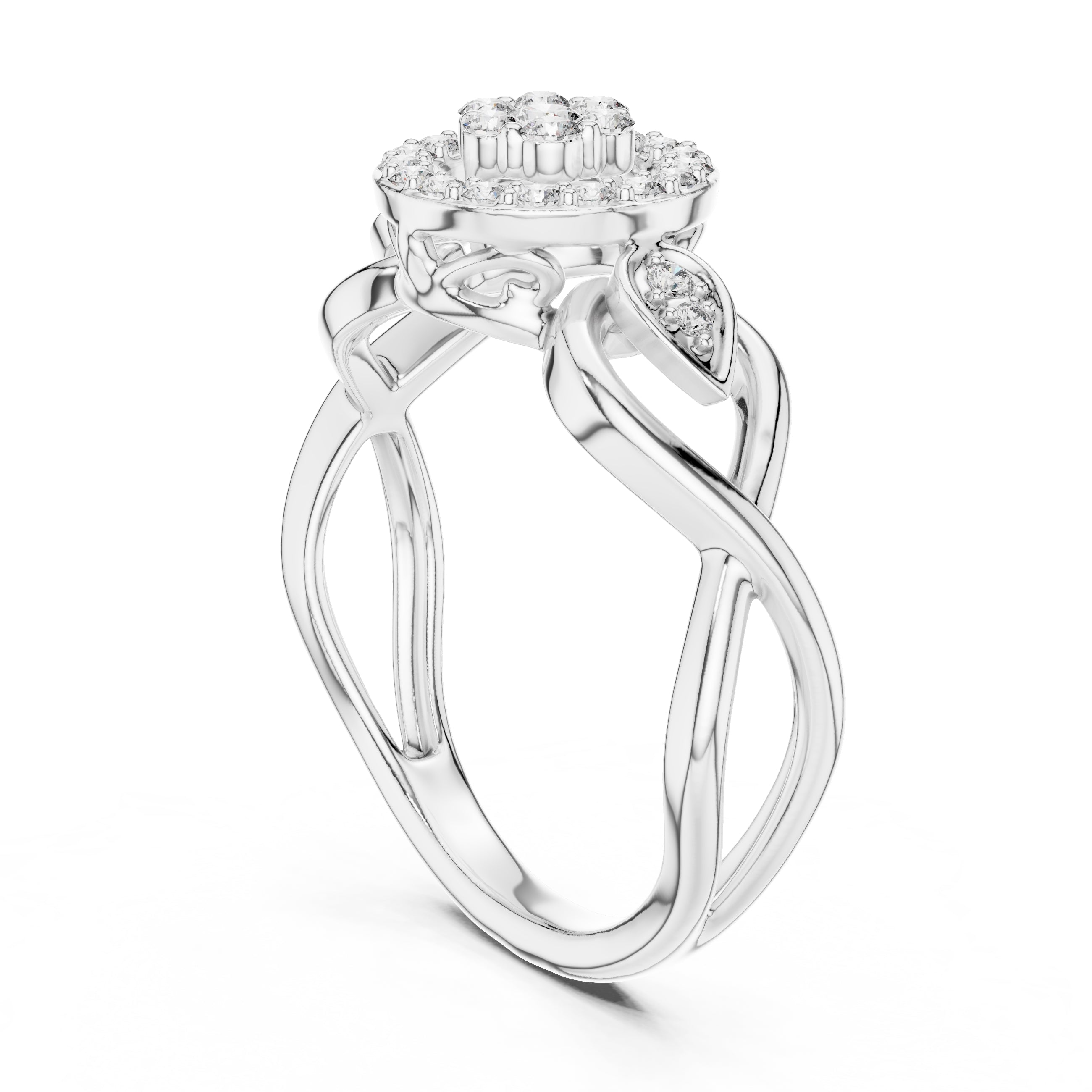 Celestial Halo Cluster Statement Ring White Gold