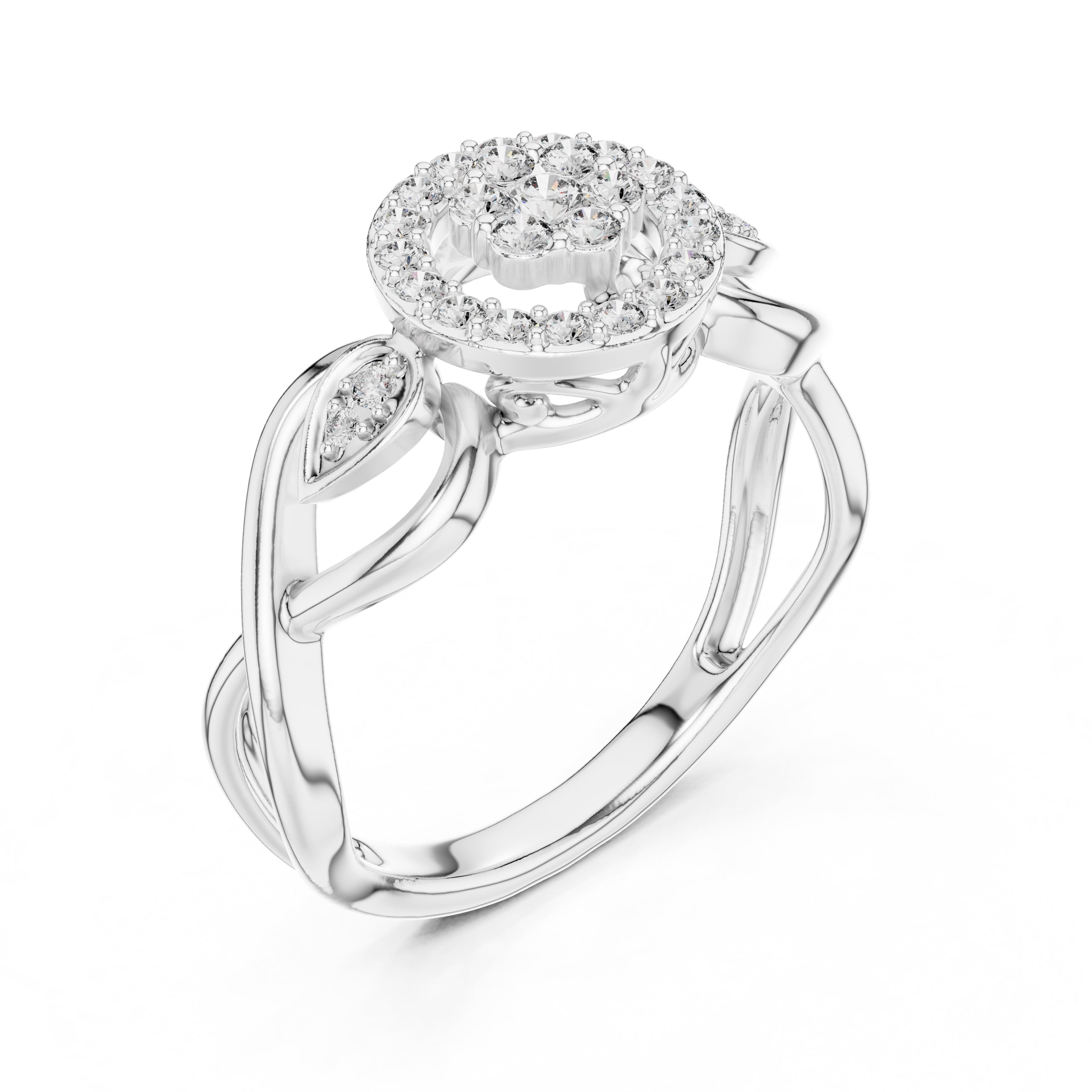 Celestial Halo Cluster Statement Ring White Gold