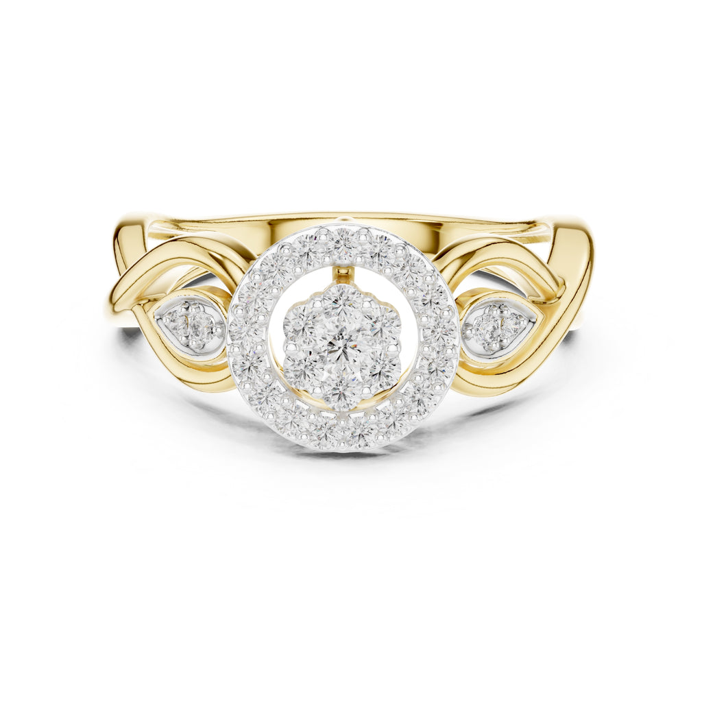 Celestial Halo Cluster Statement Ring Yellow Gold