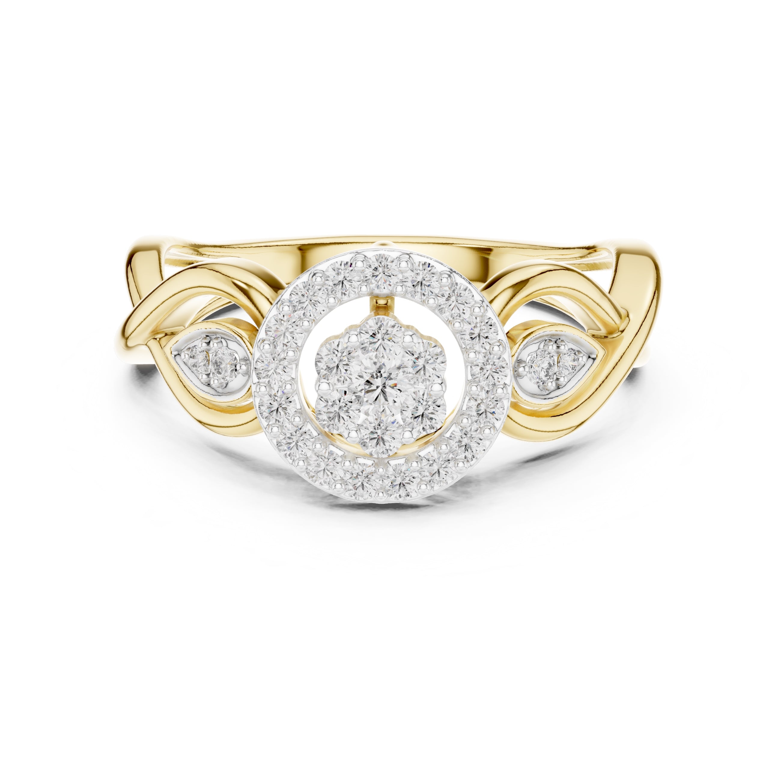 Celestial Halo Cluster Statement Ring Yellow Gold