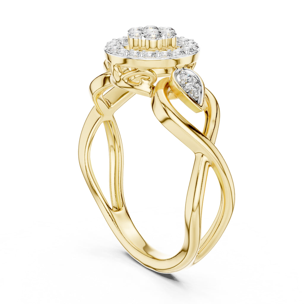 Celestial Halo Cluster Statement Ring Yellow Gold