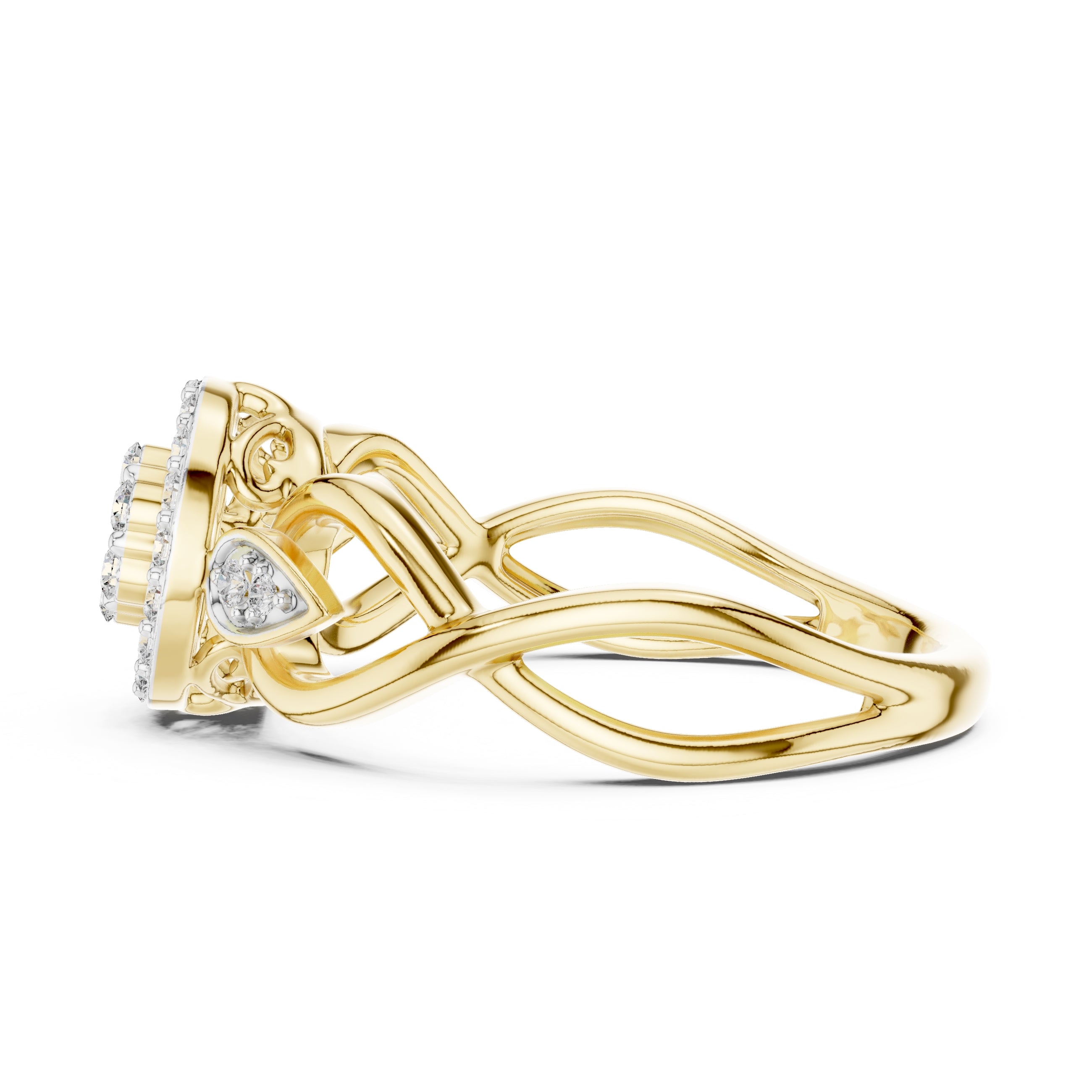 Celestial Halo Cluster Statement Ring Yellow Gold