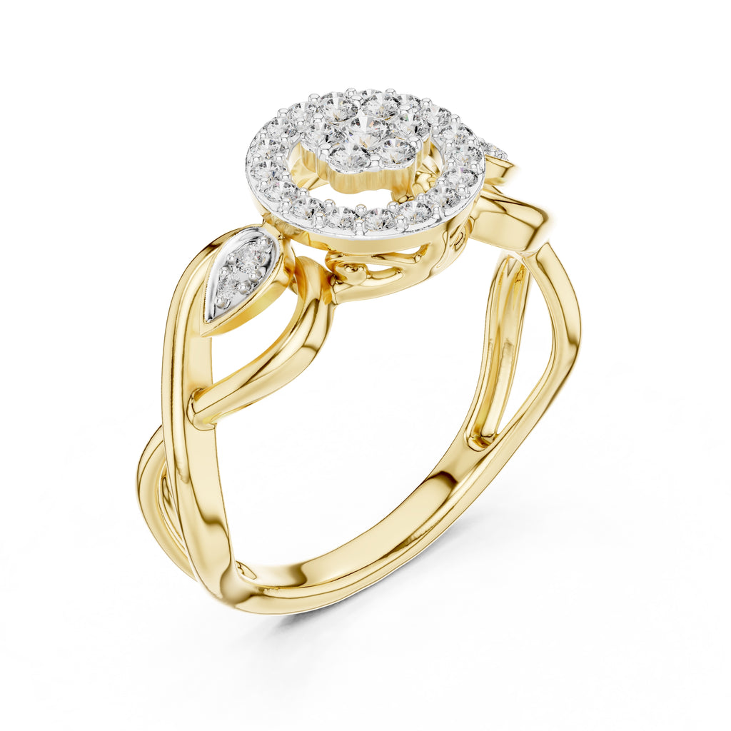 Celestial Halo Cluster Statement Ring Yellow Gold