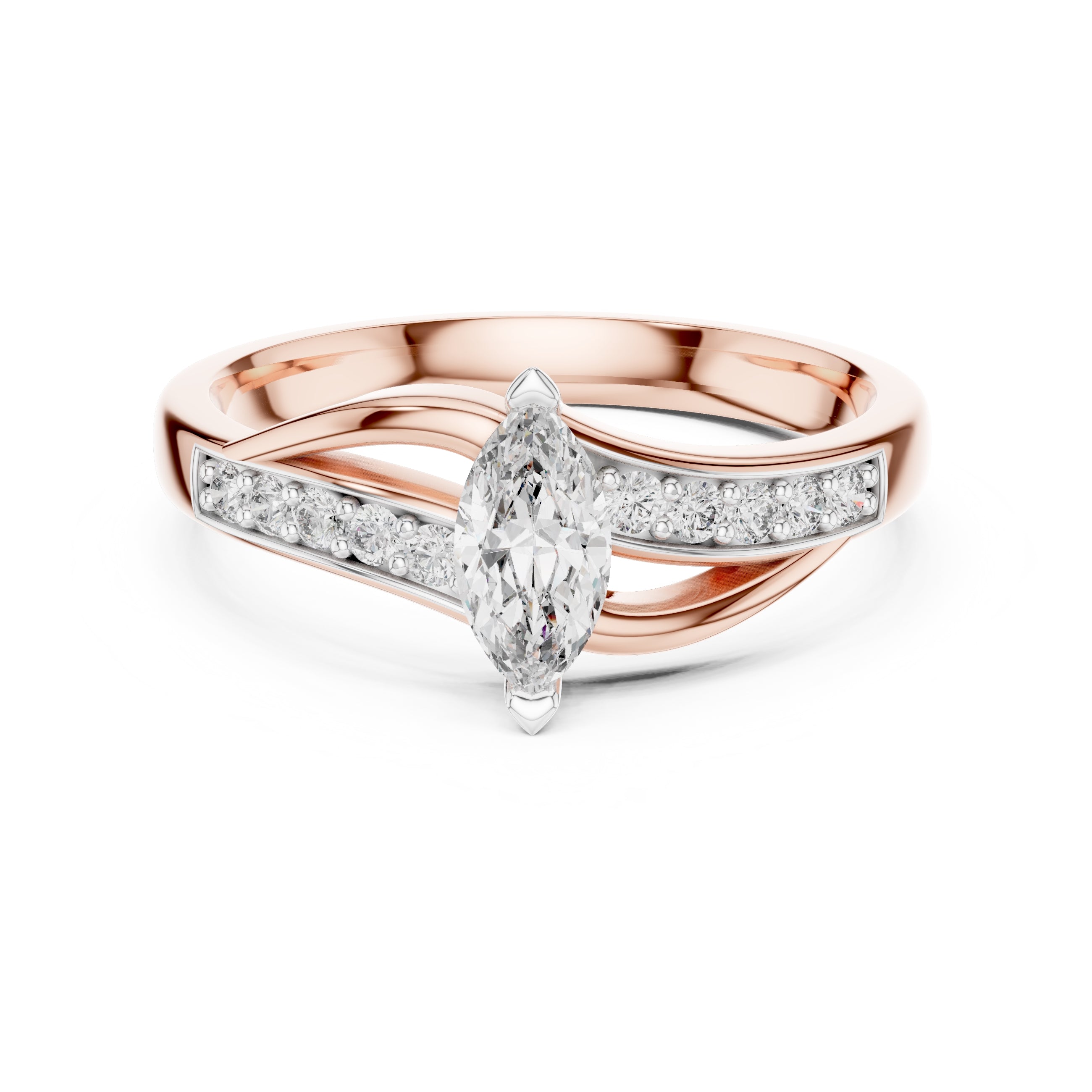 Swirling Marquise Statement Ring Rose Gold