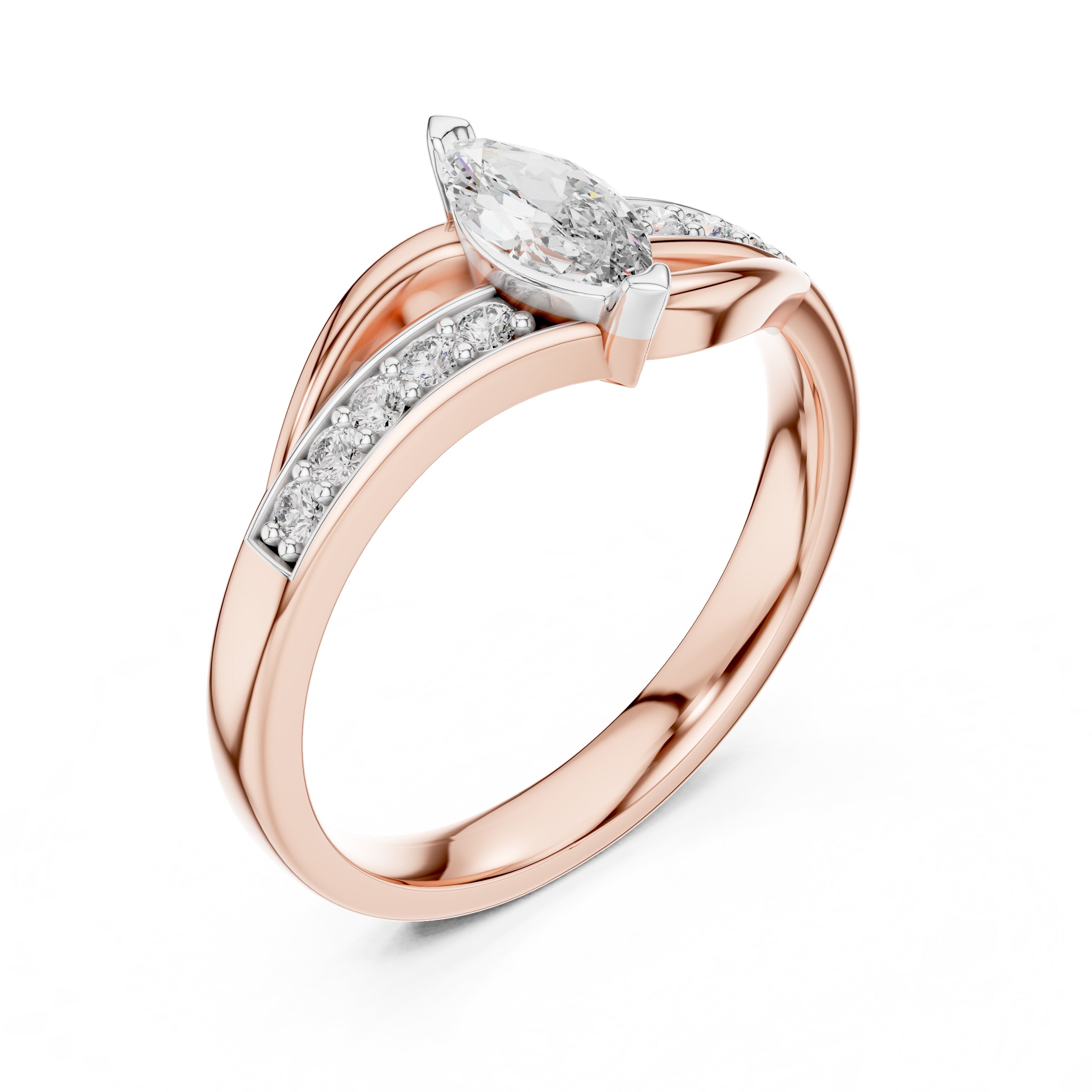 Swirling Marquise Statement Ring Rose Gold