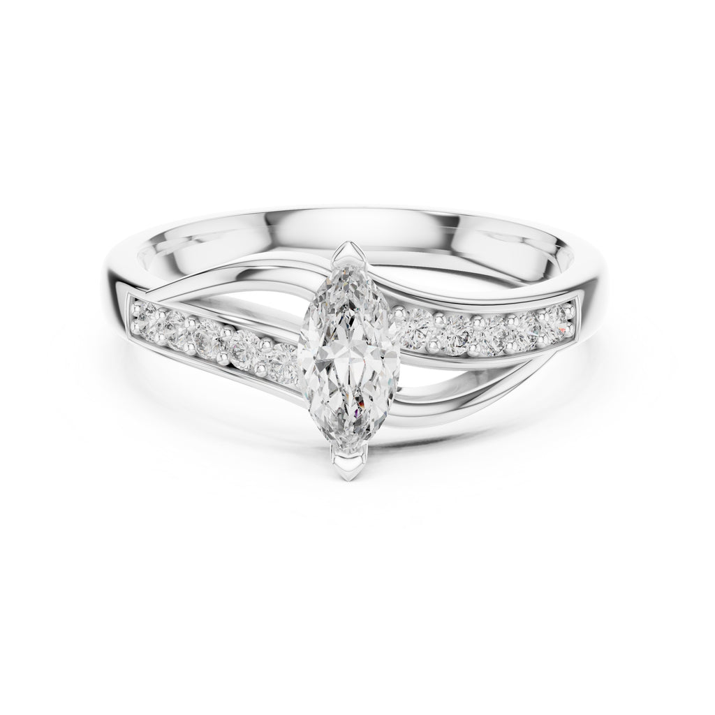 Swirling Marquise Statement Ring White Gold