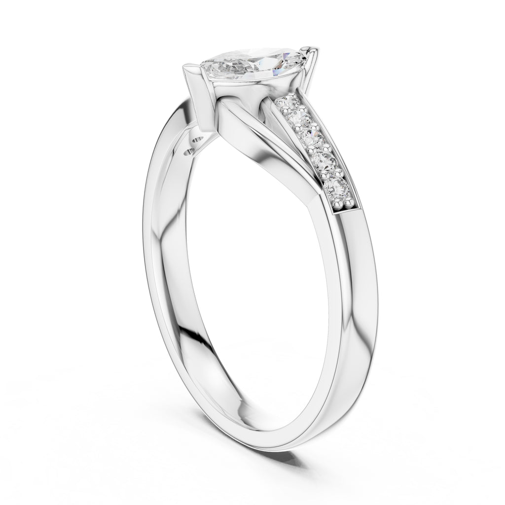 Swirling Marquise Statement Ring White Gold