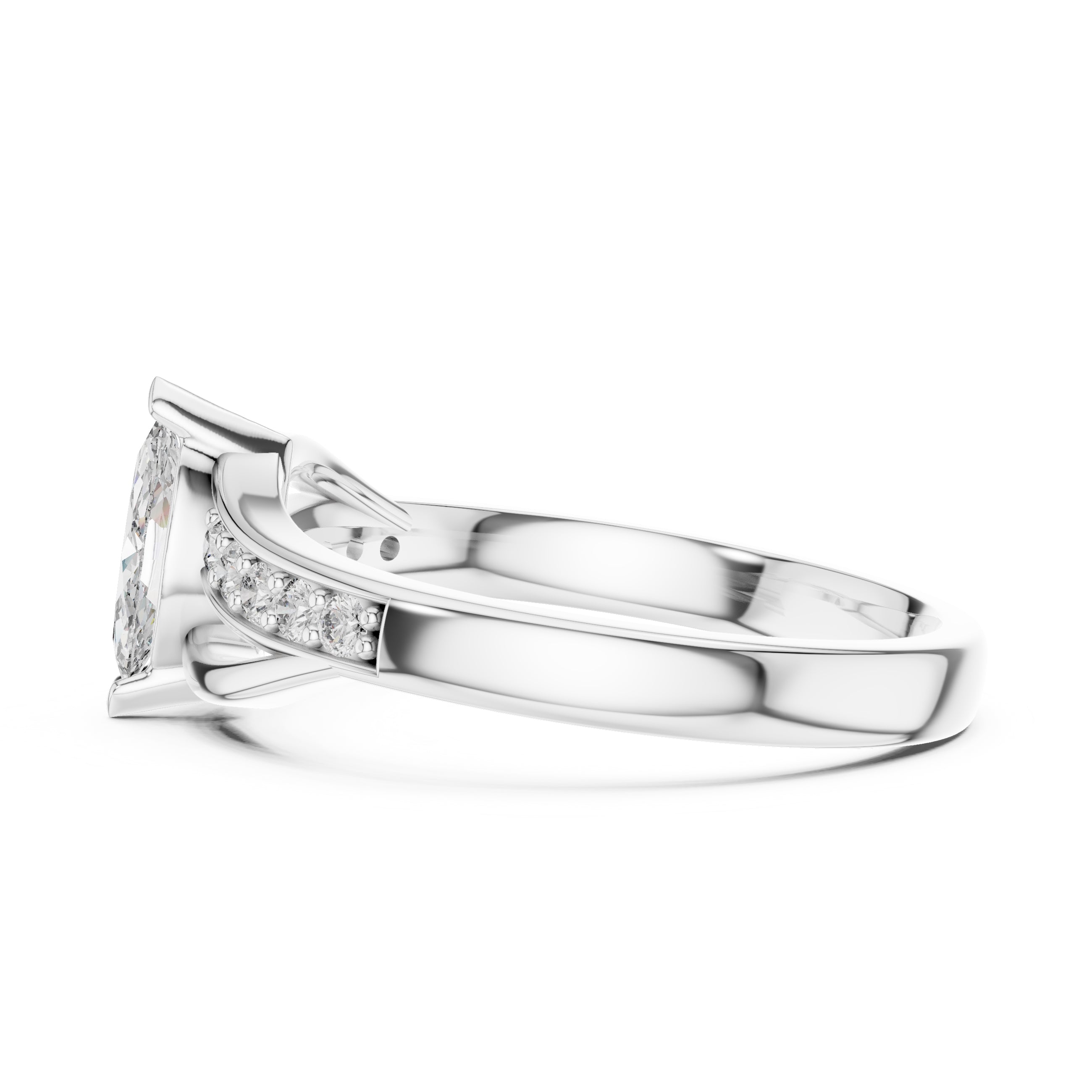 Swirling Marquise Statement Ring White Gold