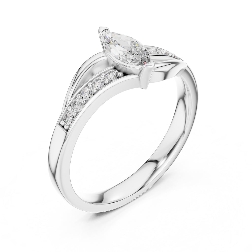 Swirling Marquise Statement Ring White Gold
