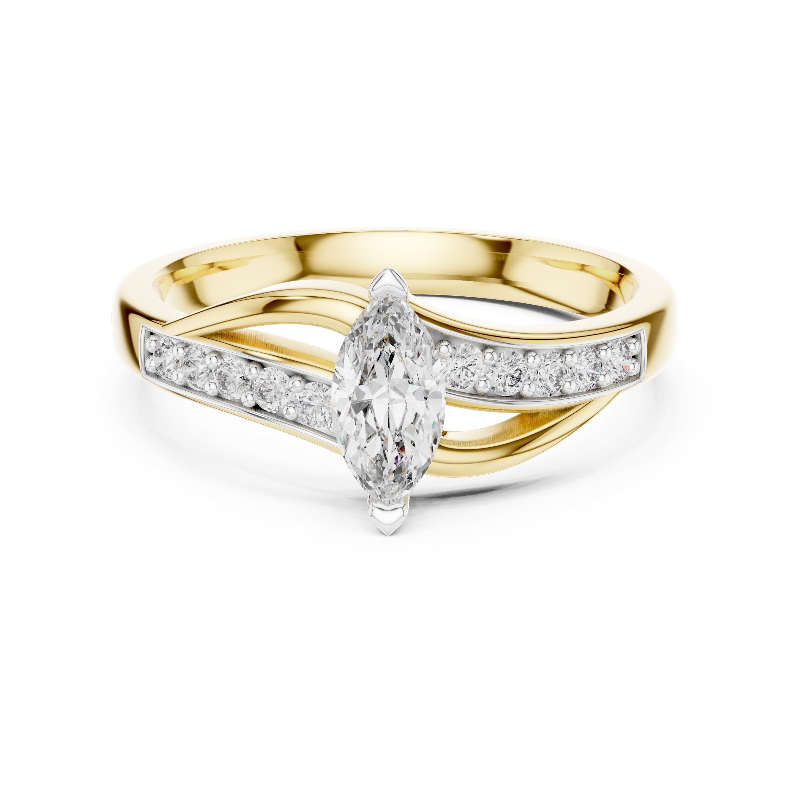 Swirling Marquise Statement Ring Yellow Gold
